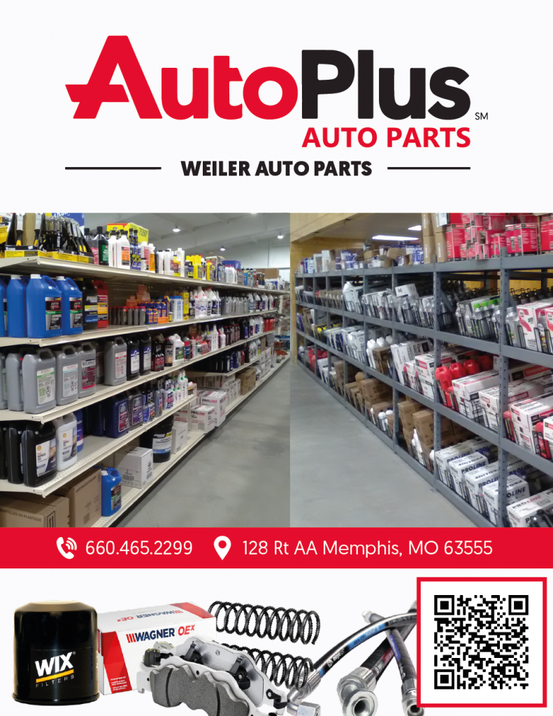 Weiler Auto Parts flyer showing the store aisles, phone number, address, and featured auto parts